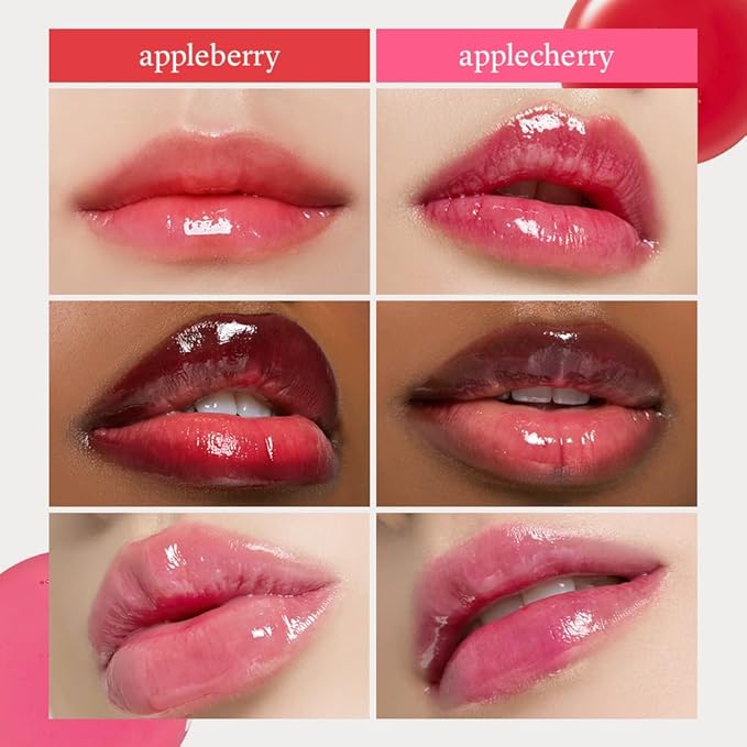 NOONI Korean Lip Oil Set - Appleberry & Applecherry - Plumping Tinted Gloss