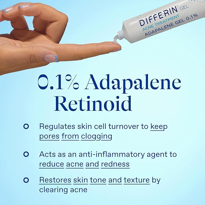 Differin Acne Retinoid Treatment Gel, 0.1% Adapalene, 15g Tube, 2ct