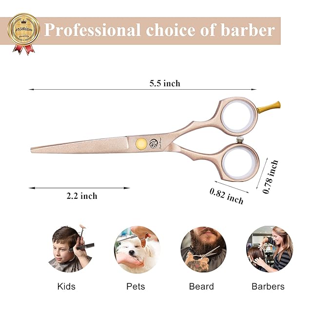 Purple Dragon 5.5 inch Hair Cutting Scissors Set with Razor - Rose Gold