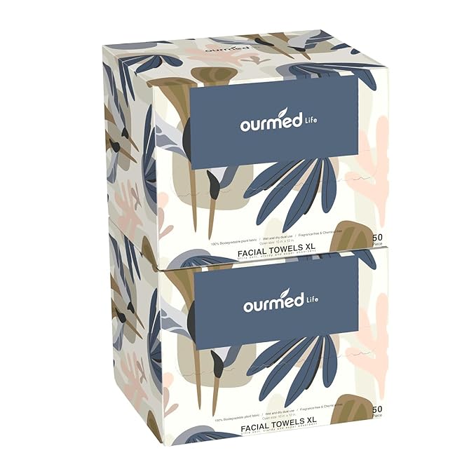 Ourmed Life Disposable Face Towels, 10 x 12 in XL Facial Towels, 100 Count