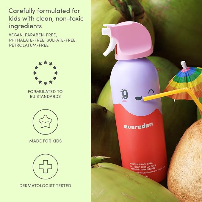 Evereden Kids Cloud Foam Body Wash, Dermatologist-Tested, Juicy Citrus