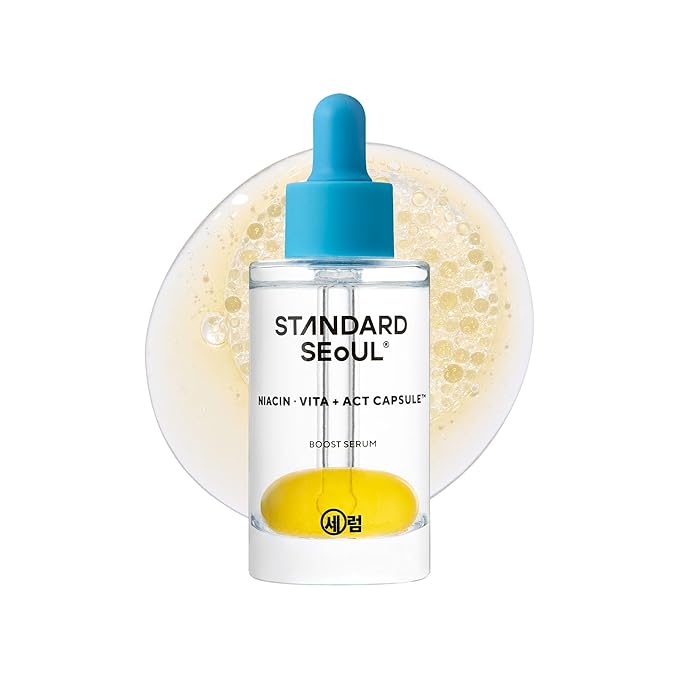 STANDARD SEOUL Brightening Bouncy Boost Serum – Radiance-Boosting K-Beauty Serum with Niacinamide, Vitamin C Blend, Lightweight Dual-Phase Glow Formula (30ml)
