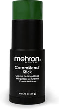 Mehron Makeup CreamBlend Stick | Face Paint, Body Paint, & Foundation Cream Makeup | Perfect for Halloween.75 oz (21 g) (Green) | Made in the USA