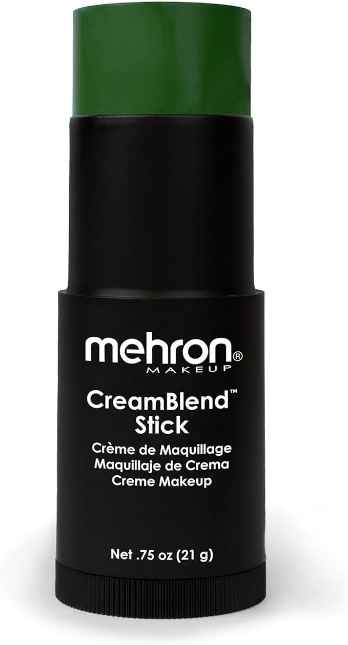 Mehron Makeup CreamBlend Stick | Face Paint, Body Paint, & Foundation Cream Makeup | Perfect for Halloween.75 oz (21 g) (Green) | Made in the USA