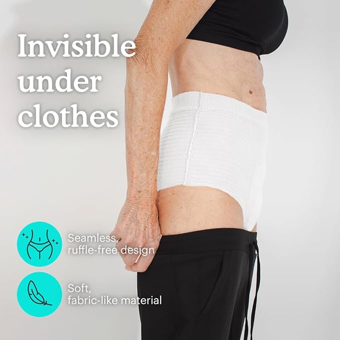 Because Adult Incontinence Underwear for Sensitive Skin - Women - Premium Overnight Disposable Briefs, Anti Odor - White, Small/Medium - Absorbs 6 Cups - 64 Count (4 Packs of 16)