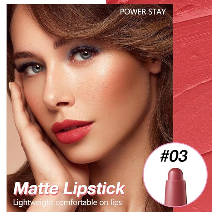 JUAAZIN Crimson Matte Lipstick Lip Liner Pencil Crayon - High Pigment Creamy Formula, Waterproof Long Lasting, Non-Sticklipstick, Ultra Thin Lightweight Velvet Matte Lip Feel for Women 03#