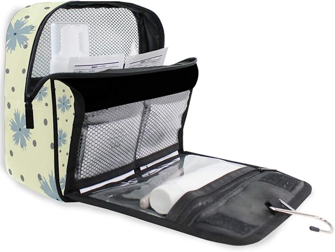 senya Hanging Travel Toiletry Bag Flowers Round Dot Kit Makeup Case Cosmetics Organizer for Men Women overnight