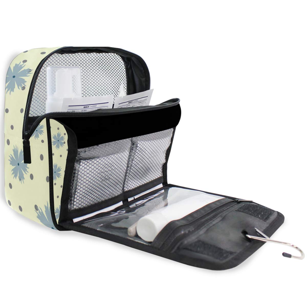 senya Hanging Travel Toiletry Bag Flowers Round Dot Kit Makeup Case Cosmetics Organizer for Men Women overnight