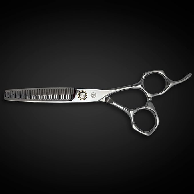Hair Cutting Scissors for Professionals from Saki Shears - Cuts Wet and Dry Hair - Forged from Japanese 440C Stainless Steel - Sharp, Long Lasting Edge (Steel, 6 Inch Thinning, Right Hand)