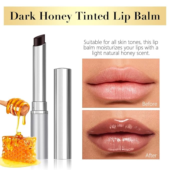 QIDSTERS Honey Lipstick Tinted Lip Balm, Sheer Hydrating Lip Stain for All Skin Tones, Natural Lightweight Lips Gloss Makeup for Women, Vegan & Cruelty-Free,00