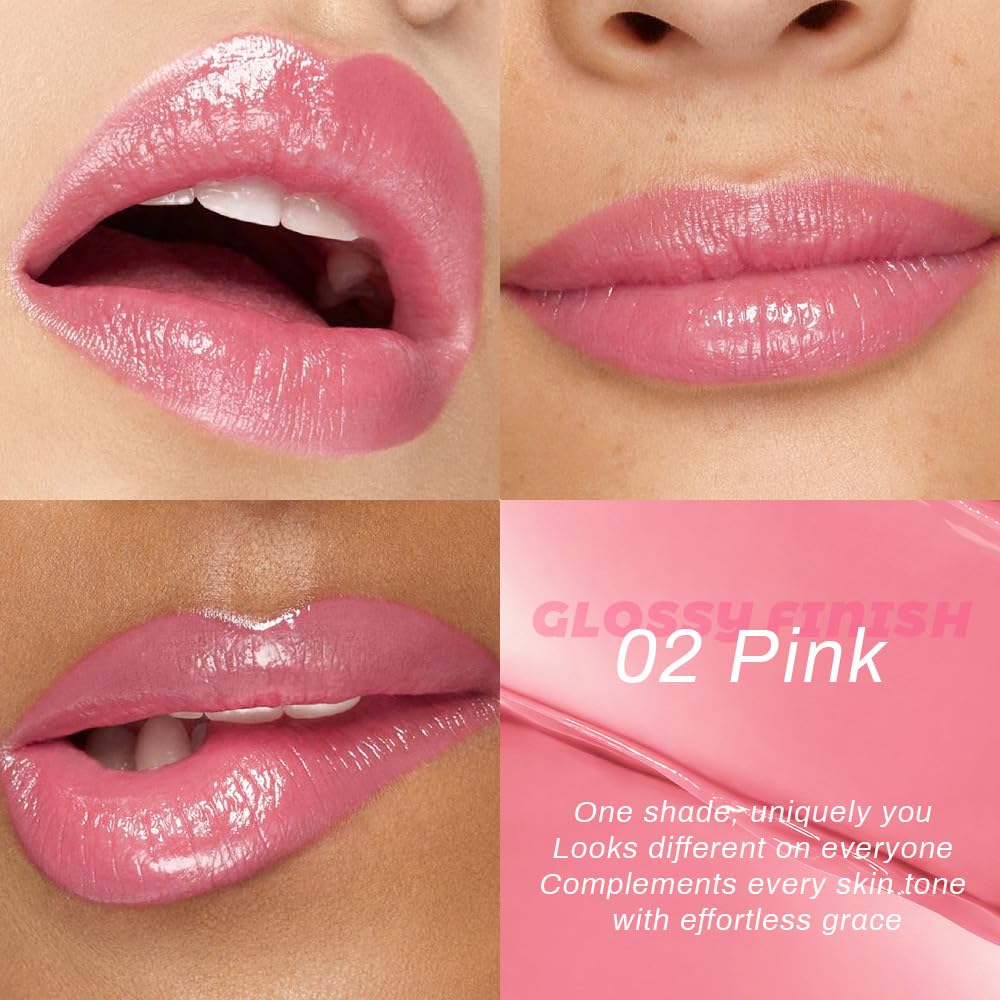 Kaely Pink Honey Lipstick Tinted Lip Balm, Hydrating Shine Lipstick for Women Dry Lips, Moisturizing Nourishing Glossy Lip Gloss Stain Makeup, Sheer Lightweight, Vegan & Cruelty-Free, 02