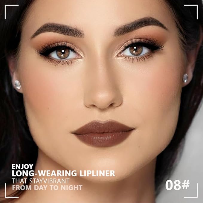 FeiCuiYun Matte Calligraphy Liquid Lip Liner Lipstick Pencil, Hazelnut Brown Long-Lasting Transfer-Proof Lip Stain, Lightweight Lipstick, Sheer Buildable Color, Fades to a Natural Wash of Colors