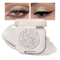 FeiCuiYun Glitter Shimmer Sparkle Eyeshadow Palette Makeup for Older Women, Silver Glitter Shimmer Metallic Holographic Multichrome Cream Iridescent Single Monochrome Eye Shadow Makeup, 12