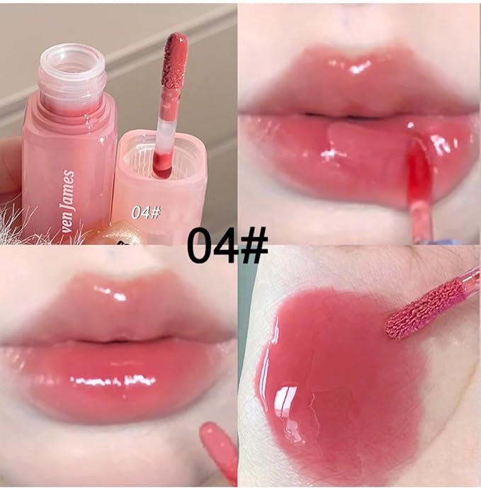 Aseawave 4Pcs Hydrating Lip Gloss Set,High Shine Glass Finish Korean Lip Glaze,Lip Moisturizing Plumping Lipgloss,Moisturizing Water Mirror Liquid Lipstick,Long-lasting Natural Makeup