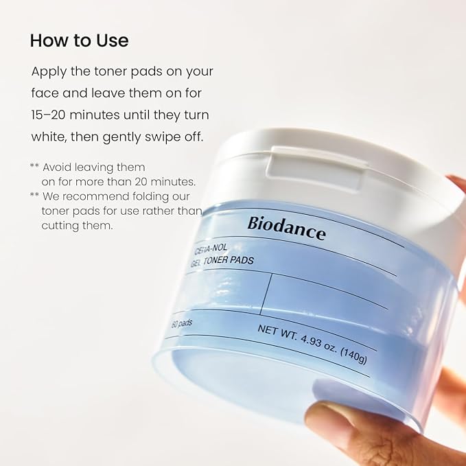Biodance Cera-nol Gel Toner Pads, Deep Hydrating & Soothing Toner Pads for Sensitive Skin, Redness Reducing, Mositurizing, Pre-Soaked Pads, Korean Skin Careㅣ60 Pads
