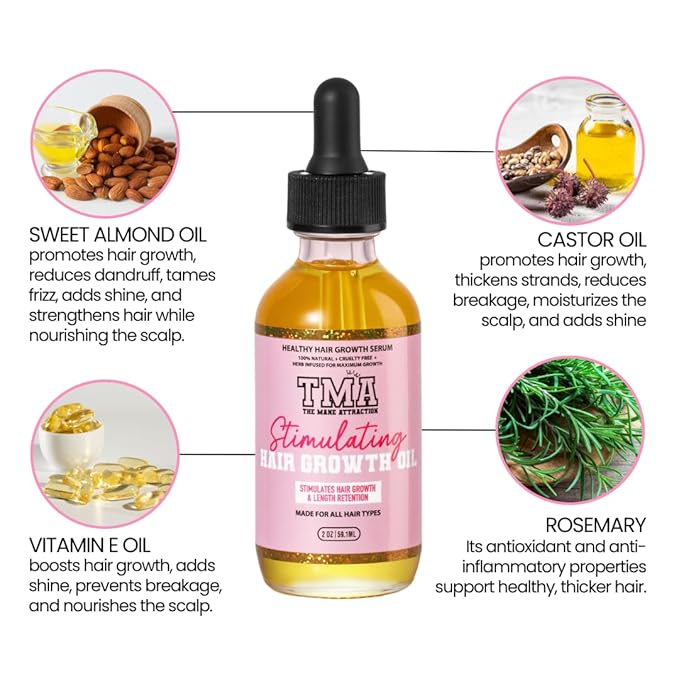 The Mane Attraction Stimulating Hair Growth Oil for All Hair Types, 2 Fl Oz