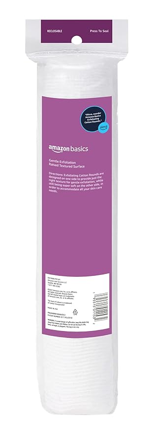 Amazon Essentials Exfoliating Cotton Rounds, 100 Count (Pack of 1) (Previously Amazon Basics)