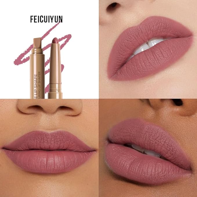 FeiCuiYun Matte Crayon Lip Liner Pencil, Plum Lip Liners Lipstick For Women, Plump Creamy Formula With Silicone Smudger for Define Contours & Sculpting Lip, Cruelty-Free, 0.75g/0.026oz