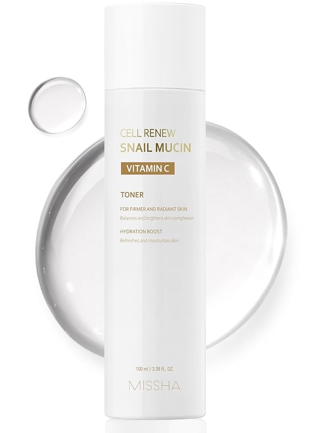 MISSHA Cell Renew Snail Mucin Vitamin C Toner Korean Skincare 5.07 oz