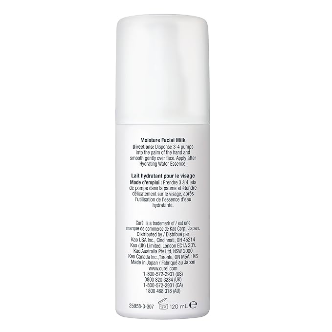 Curel Japanese Skin Care Moisture Facial Milk, Face Moisturizer, 4 fl oz