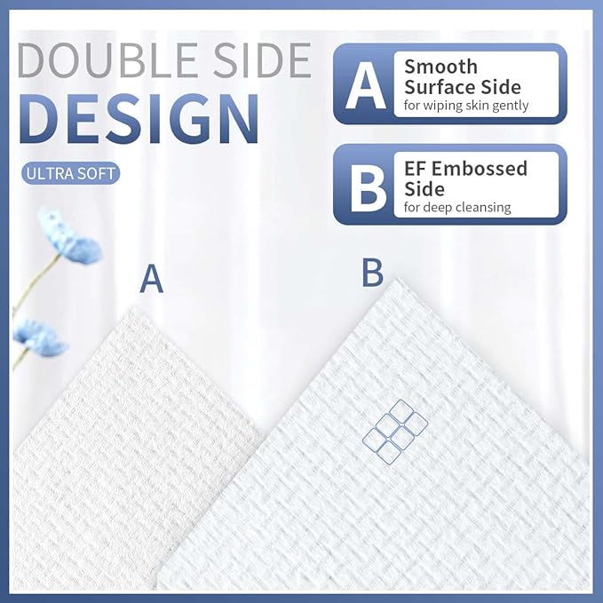 Poplar Pine Valley, Clean Towels XL for Face, Makeup Remover Dry Wipes, Hyaluronic Acid, Cleansing and Moisturizing, Skincare Towels, Cotton, Thick Soft, Travel, 50 Ct, 1 Pack, White