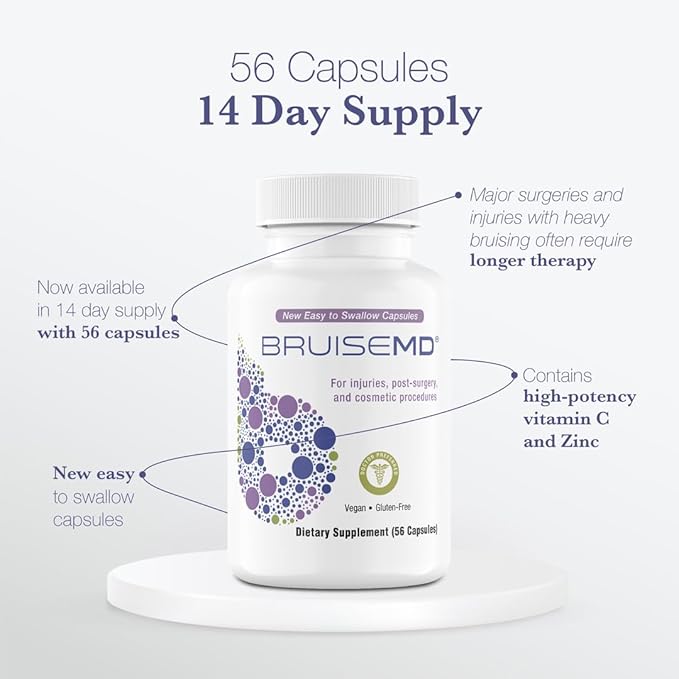 BruiseMD Bromelain 500 mg, Zinc & Vitamin C for Bruises & Swelling, 14-Day