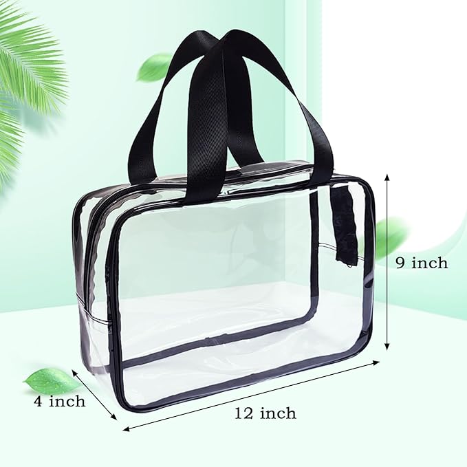 Merkaunis Clear Makeup Bag 10 Pack Large Toiletry Bags With Zipper Handle