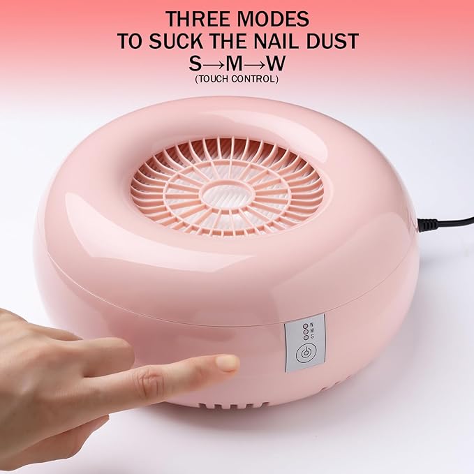 Yifupa Nail Dust Collector Nail Tech with 2 Reusable Filters Powerful Suction Nail Vacuum Cleaner Fan Dust Collector Professional Electric Extractor Magnetic Cover Low Noise for Acrylic Gel
