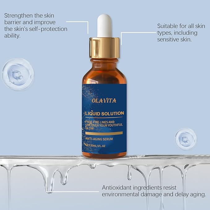 OLAVITA Facial Serum, Liquid Anti-Aging Solution with Vitamin C, E, Retinol & Aloe, Boosts Collagen, Shrinks Pores, Diminishes Wrinkles & Fine Lines (2Pcs)