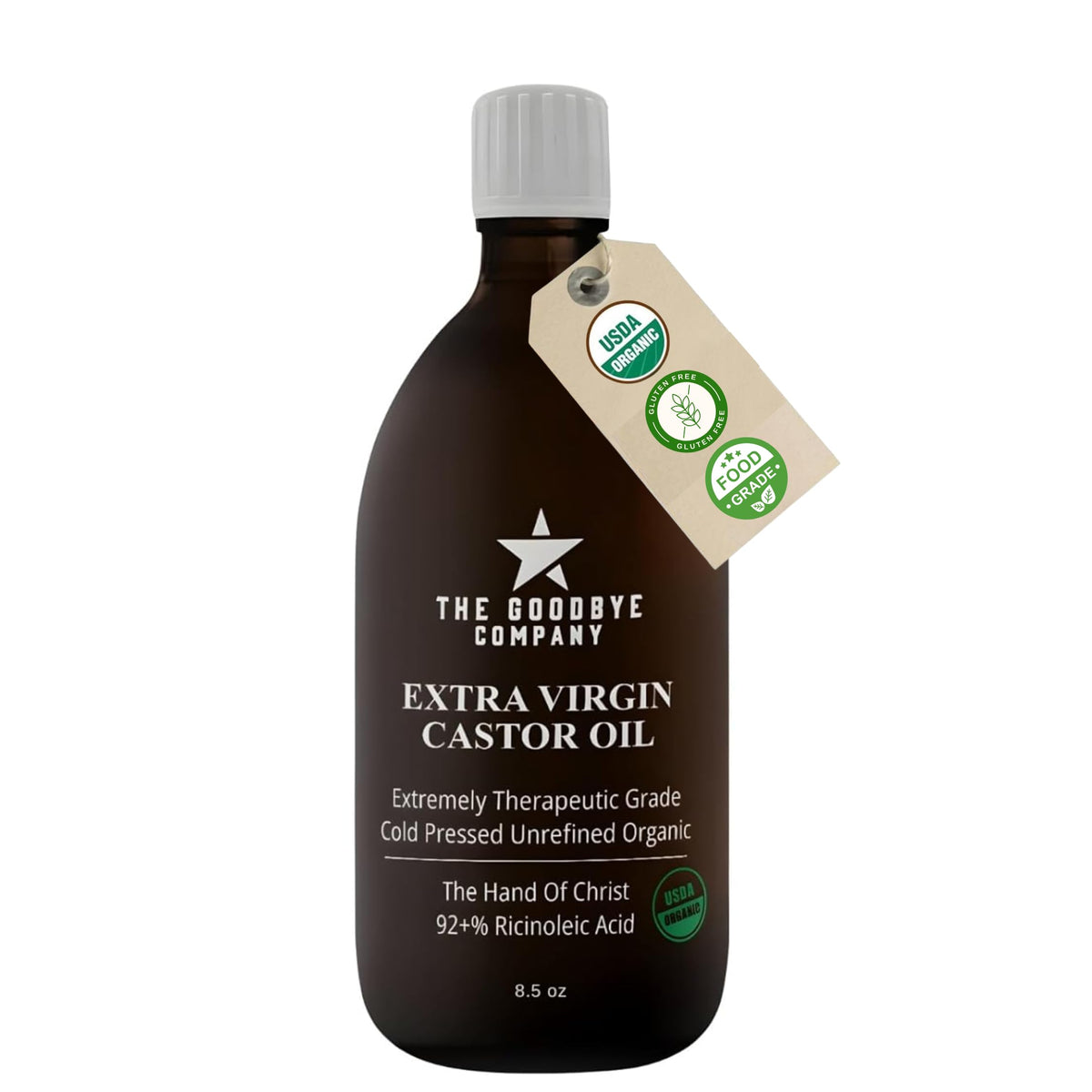Goodbye Company USDA Organic Cold-Pressed Castor Oil, 8.5 oz Glass Bottle