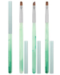 AMilHiTon 3PCS Nail Polish Clean Up Brush, Round/Flat/Angled, Emerald Green