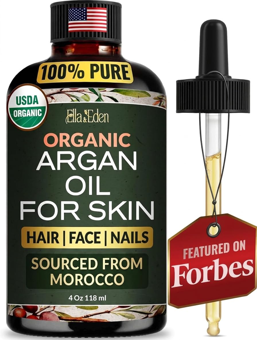 Organic Argan Oil for Hair, Face & Skin, 100% Pure USDA Certified 4 Oz