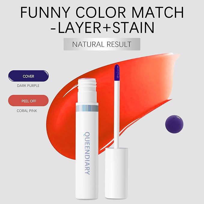 QueenDiary Lip Stain Peel Off Lip Gloss All Day Long Lasting Waterproof And Transferproof Lip Tint - Matte Finish Peel Off Lip Liner