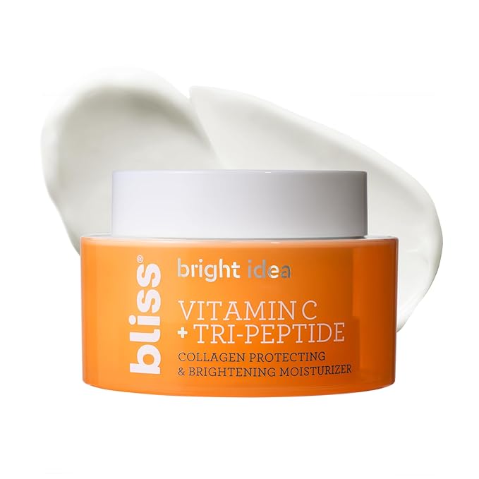 Bliss Vitamin C + Tri-Peptide Brightening Face Moisturizer, Hydrating Cream for Radiance, Firm-Looking Skin, Collagen Support, Dark Spot Reduction, with Squalane + Niacinamide, Cruelty Free, 1.7 fl oz