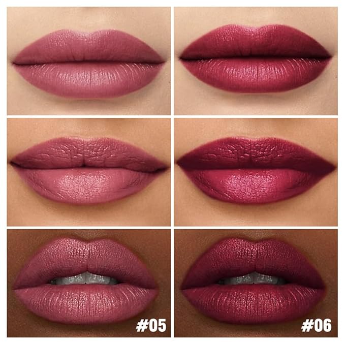 IATMOMOD 2Pcs Matte Lipstick Crayon Set for Women, 24 Hour Mauve Cherry Red Lipstick Lip Liner Pencil Long Lasting Waterproof Smudge Proof, Neutral lip liner marker Easy Application Full Coverage