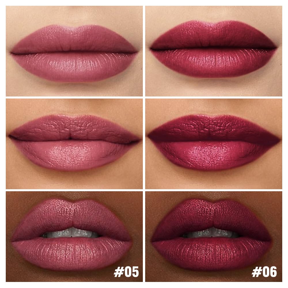 IATMOMOD 2Pcs Matte Lipstick Crayon Set for Women, 24 Hour Mauve Cherry Red Lipstick Lip Liner Pencil Long Lasting Waterproof Smudge Proof, Neutral lip liner marker Easy Application Full Coverage