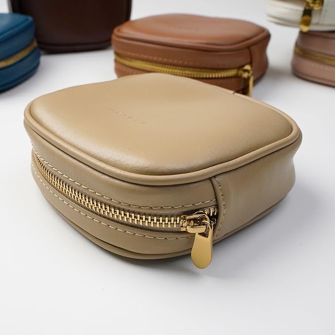 Benfan Leather Cosmetic Bag for Women Small Zipper Makeup Bag for Purse Waterproof Travel Makeup Organizer Charger Storage Pouch Color Yellow