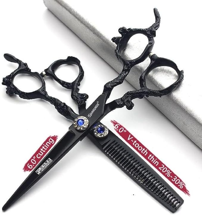6/7/8/9-inch professional hair clipper set, stainless steel sharp hair clippers, hairdresser specific scissor(6 inches, 2 pieces-E)