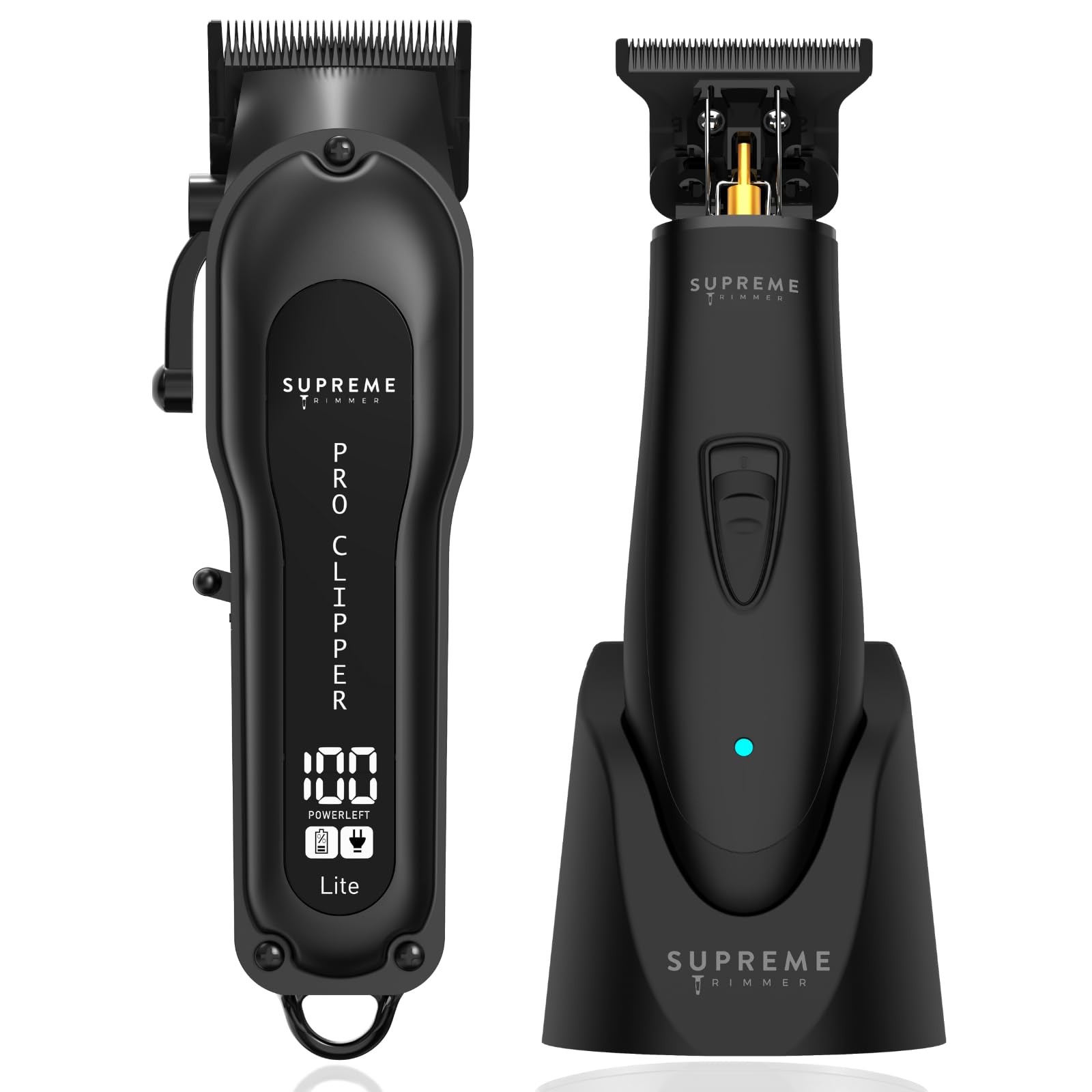 Supreme Trimmer 2-in-1 Pro Clipper Lite & DLC T-Shaper Combo | Professional Beard Trimmer ST5206 & Hair Clipper STC5000 Barber Hair Cutting Starter Kit | Black