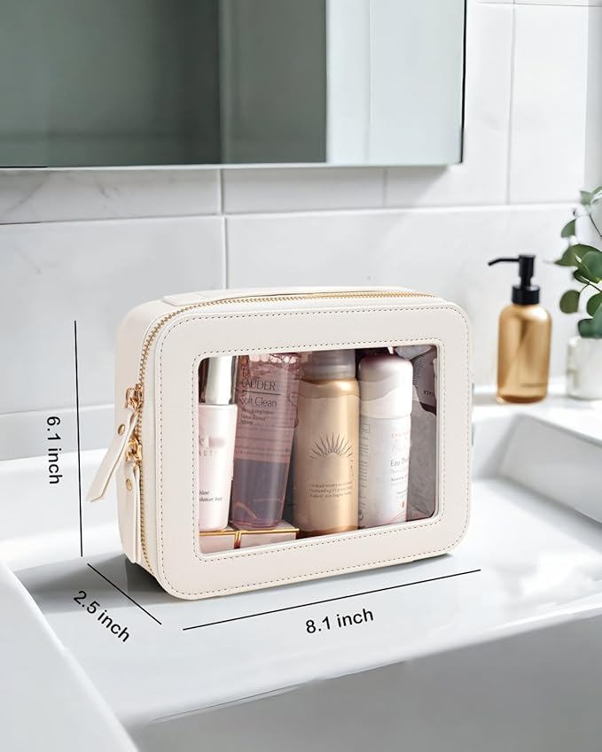 FFpaw Clear American Mahjong Tile Bag, Travel Makeup Bag Cosmetic Organizer Case Waterproof Skincare Toiletry Bag with Zipper Portable Make Up Pouch Compact Car Organizer Bag for Essentials