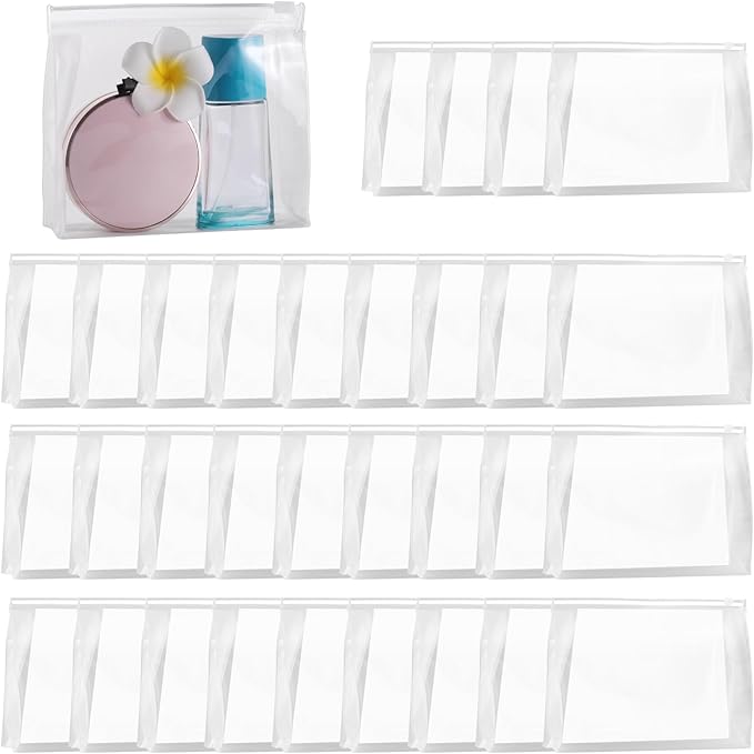 GAWBYET 50 PCS Mini Clear Makeup Bag,Small Clear Zipper Pouch Travel Bag for Toiletries Plastic Cosmetic Organizer Waterproof，for Swimsuit Bikini Travel Vacation(5.9 x 5.1 x 1.4 Inch)