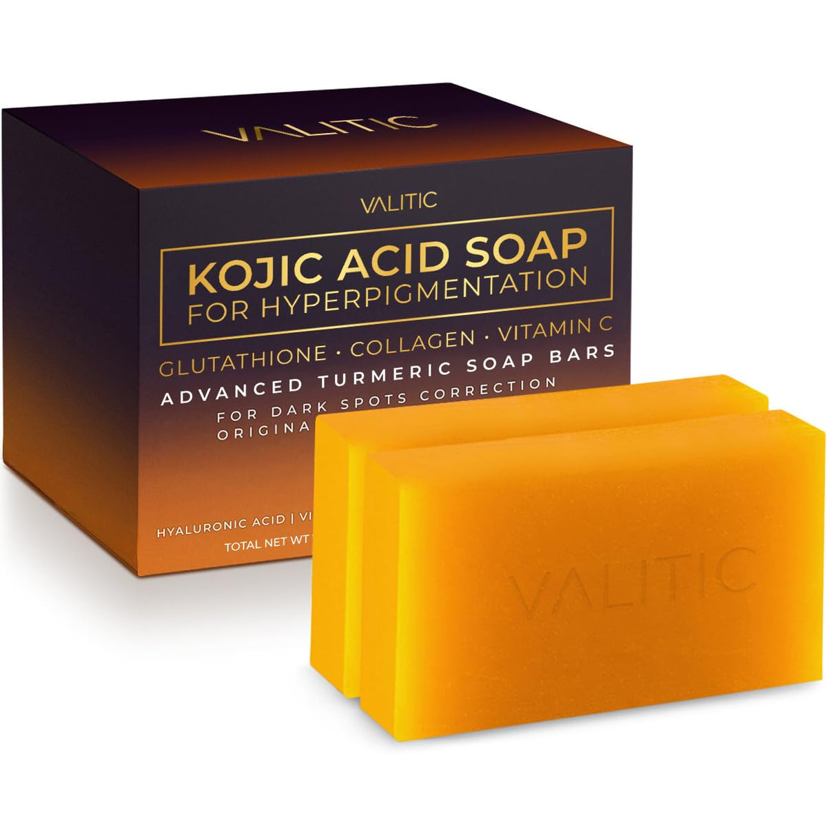 VALITIC Kojic Acid Soap for Hyperpigmentation with Turmeric 3 Pack