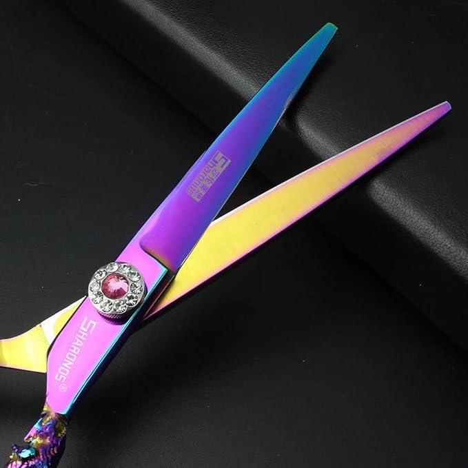 5.5/6 /7 Inch Purple scissors Knight Professional Japanese Hair Scissors Barber Scissors Set (6 inch 2pc-A)