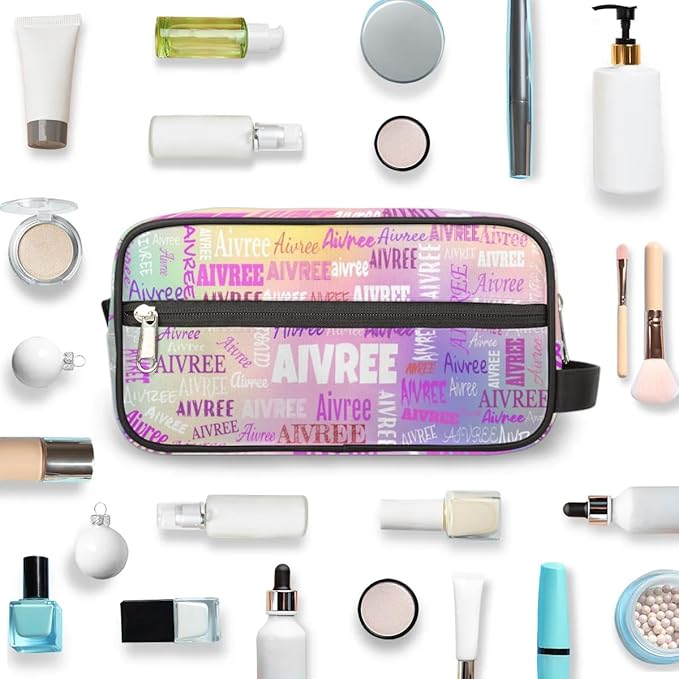 KFNHN Custom Cosmetic Bag with Name, Colorful Pink Purple Galaxy Background