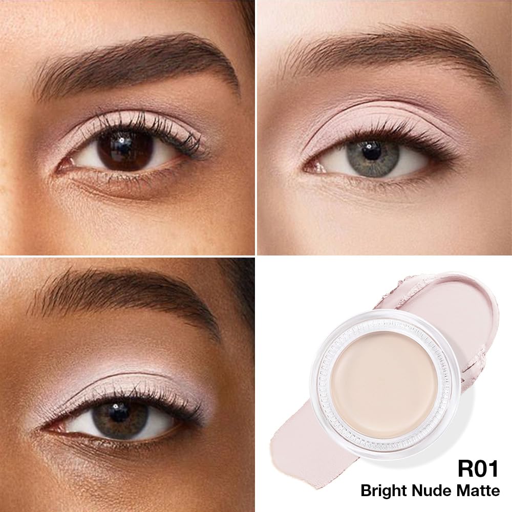 FeiCuiYun Single Cream Bright Nude Matte Eyeshadow Palette Makeup, Natural Single Mini Instant Holographic Eyeshadow For Women, Sombras Crema Para Ojos, Talc, Paraben & Cruelty Free, R01