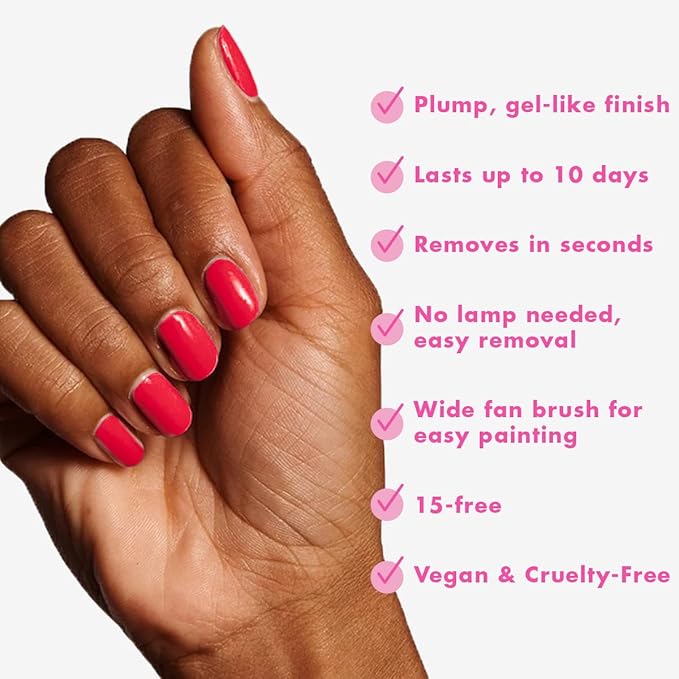 Olive & June Long Lasting Summer Nail Polish | Plump Gel-Like Finish No Lamp Needed | Lasts up to 10 days | Salon-Quality 15-Free Vegan & Cruelty-Free Chip-Resistant | Hibiscus Tropical Pink