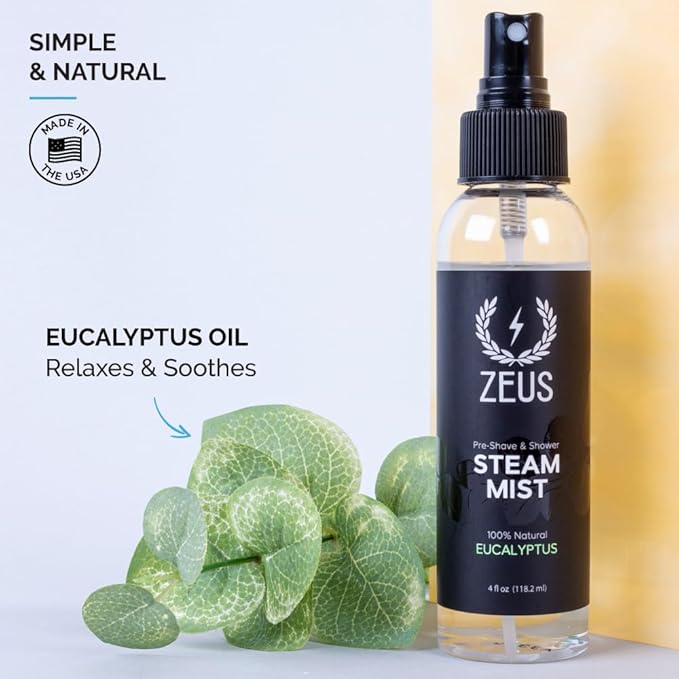 ZEUS Eucalyptus Steam Mist, Natural Aromatherapy Shower Spray (4 oz)