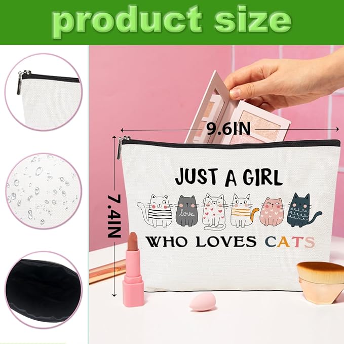 4pcs Cats Makeup Bags for Women, Cute Cat Themed Gifts Cosmetic Bag Travel Zipper Pouch for Sister Bestie, Christmas Birthday Gifts for Women Girls Cat Mom