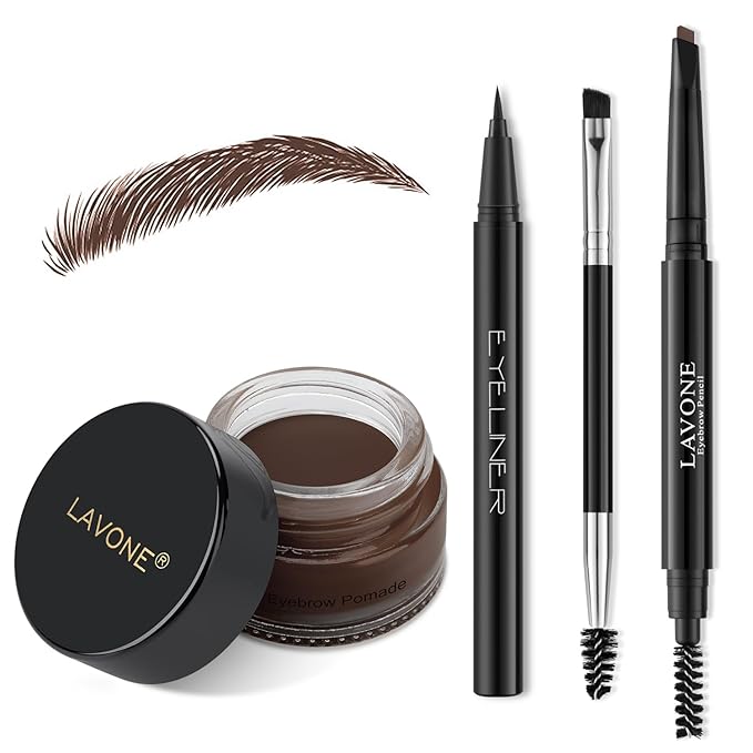 LAVONE Eyebrow Makeup Kit, Waterproof Brow Pencil,Pomade,Eyeliner-Espresso
