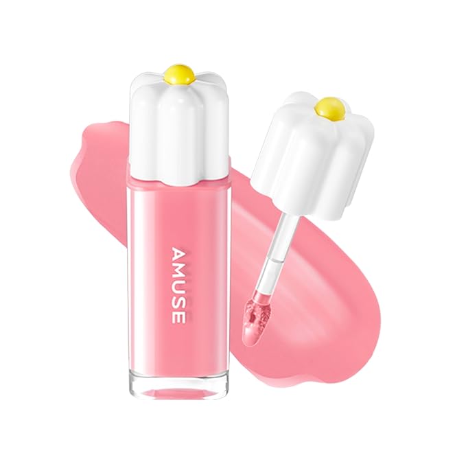 Amuse SEOUL Daisy Flower Dew Tint (03 HEALTHY BOKSOONGA) - Glossy Moisturizing Lip Stain, Watery Glow Lip Tint, Long Lasting Color, Dewy Finish, Vegan, Korean Beauty Makeup